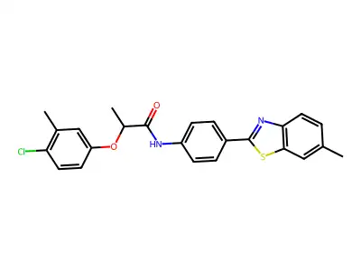 2-(4-chloro-3-methylphenoxy)-N-[4-(6-methyl-1,3-benzothiazol-2-yl)phenyl]propanamide structure
