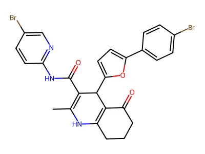4-[5-(4-bromophenyl)furan-2-yl]-N-(5-bromopyridin-2-yl)-2-methyl-5-oxo-4,6,7,8-tetrahydro-1H-quinoline-3-carboxamide structure