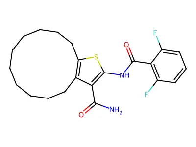 2-[(2,6-difluorobenzoyl)amino]-4,5,6,7,8,9,10,11,12,13-decahydrocyclododeca[b]thiophene-3-carboxamide structure