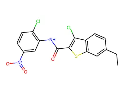 3-chloro-N-{2-chloro-5-nitrophenyl}-6-ethyl-1-benzothiophene-2-carboxamide structure