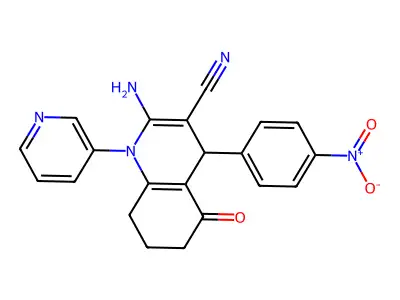2-amino-4-(4-nitrophenyl)-5-oxo-1-pyridin-3-yl-4,6,7,8-tetrahydroquinoline-3-carbonitrile structure