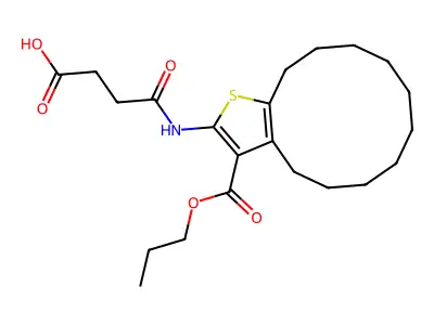 4-oxo-4-[(3-propoxycarbonyl-4,5,6,7,8,9,10,11,12,13-decahydrocyclododeca[b]thiophen-2-yl)amino]butanoic acid structure