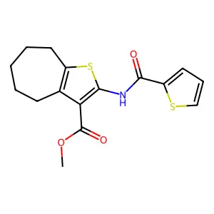 methyl 2-[(2-thienylcarbonyl)amino]-5,6,7,8-tetrahydro-4H-cyclohepta[b]thiophene-3-carboxylate structure