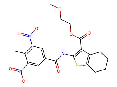 2-methoxyethyl 2-[(4-methyl-3,5-dinitrobenzoyl)amino]-4,5,6,7-tetrahydro-1-benzothiophene-3-carboxylate structure