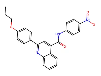 N-(4-nitrophenyl)-2-(4-propoxyphenyl)quinoline-4-carboxamide structure