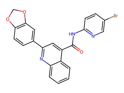 2-(1,3-benzodioxol-5-yl)-N-(5-bromopyridin-2-yl)quinoline-4-carboxamide structure