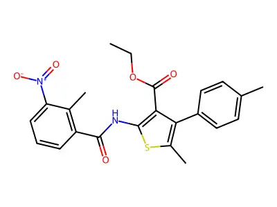 ethyl 2-({3-nitro-2-methylbenzoyl}amino)-5-methyl-4-(4-methylphenyl)-3-thiophenecarboxylate structure