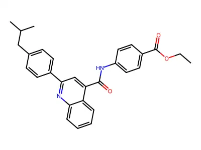 Ethyl 4-[[2-[4-(2-methylpropyl)phenyl]quinoline-4-carbonyl]amino]benzoate structure