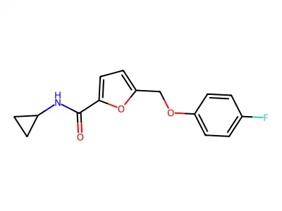 N-cyclopropyl-5-[(4-fluorophenoxy)methyl]-2-furamide structure