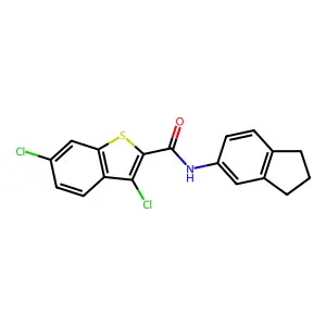 3,6-dichloro-N-(2,3-dihydro-1H-inden-5-yl)-1-benzothiophene-2-carboxamide structure