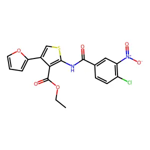 Ethyl 2-({4-chloro-3-nitrobenzoyl}amino)-4-(2-furyl)-3-thiophenecarboxylate structure