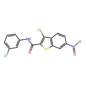 3-chloro-N-(3-chlorophenyl)-6-nitro-1-benzothiophene-2-carboxamide structure