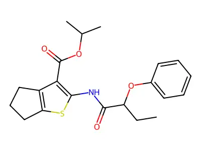 isopropyl 2-[(2-phenoxybutanoyl)amino]-5,6-dihydro-4H-cyclopenta[b]thiophene-3-carboxylate structure