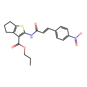 propyl 2-[[(E)-3-(4-nitrophenyl)prop-2-enoyl]amino]-5,6-dihydro-4H-cyclopenta[b]thiophene-3-carboxylate structure