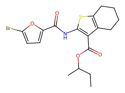 sec-butyl 2-[(5-bromo-2-furoyl)amino]-4,5,6,7-tetrahydro-1-benzothiophene-3-carboxylate structure