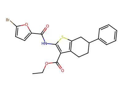 ethyl 2-[(5-bromo-2-furoyl)amino]-6-phenyl-4,5,6,7-tetrahydro-1-benzothiophene-3-carboxylate structure