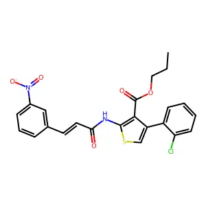 propyl 4-(2-chlorophenyl)-2-[[(E)-3-(3-nitrophenyl)prop-2-enoyl]amino]thiophene-3-carboxylate structure