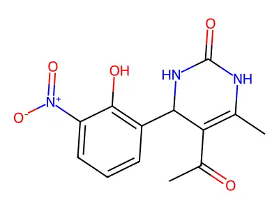 5-acetyl-4-(2-hydroxy-3-nitrophenyl)-6-methyl-3,4-dihydro-2(1H)-pyrimidinone structure