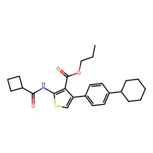 propyl 2-(cyclobutanecarbonylamino)-4-(4-cyclohexylphenyl)thiophene-3-carboxylate structure