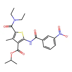 isopropyl 5-[(diethylamino)carbonyl]-2-({3-nitrobenzoyl}amino)-4-methyl-3-thiophenecarboxylate structure