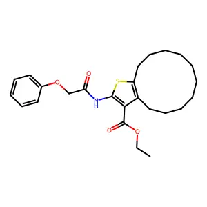 ethyl 2-[(2-phenoxyacetyl)amino]-4,5,6,7,8,9,10,11,12,13-decahydrocyclododeca[b]thiophene-3-carboxylate structure