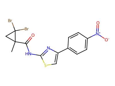 2,2-dibromo-1-methyl-N-[4-(4-nitrophenyl)-1,3-thiazol-2-yl]cyclopropane-1-carboxamide structure