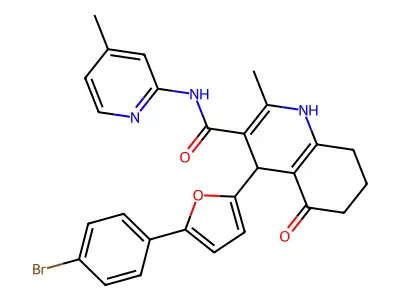 4-[5-(4-bromophenyl)furan-2-yl]-2-methyl-N-(4-methylpyridin-2-yl)-5-oxo-4,6,7,8-tetrahydro-1H-quinoline-3-carboxamide structure