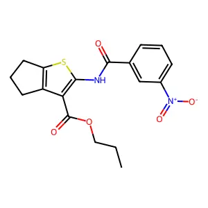 propyl 2-[(3-nitrobenzoyl)amino]-5,6-dihydro-4H-cyclopenta[b]thiophene-3-carboxylate structure