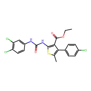 ethyl 4-(4-chlorophenyl)-2-{[(3,4-dichloroanilino)carbonyl]amino}-5-methyl-3-thiophenecarboxylate structure