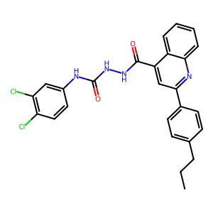 1-(3,4-Dichlorophenyl)-3-[[2-(4-propylphenyl)quinoline-4-carbonyl]amino]urea structure