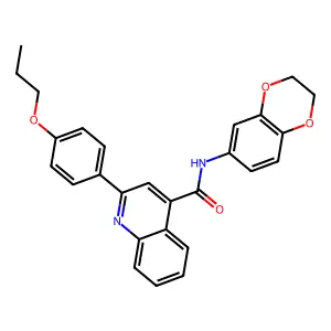 N-(2,3-dihydro-1,4-benzodioxin-6-yl)-2-(4-propoxyphenyl)quinoline-4-carboxamide structure