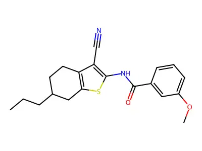 N-(3-cyano-6-propyl-4,5,6,7-tetrahydro-1-benzothiophen-2-yl)-3-methoxybenzamide structure