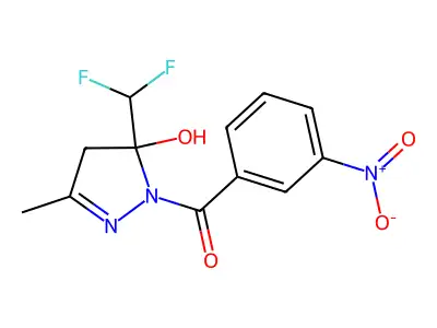 [5-(difluoromethyl)-5-hydroxy-3-methyl-4H-pyrazol-1-yl]-(3-nitrophenyl)methanone structure