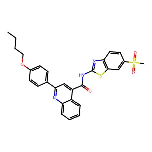 2-(4-butoxyphenyl)-N-(6-methylsulfonyl-1,3-benzothiazol-2-yl)quinoline-4-carboxamide structure