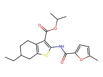 isopropyl 6-ethyl-2-[(5-methyl-2-furoyl)amino]-4,5,6,7-tetrahydro-1-benzothiophene-3-carboxylate structure