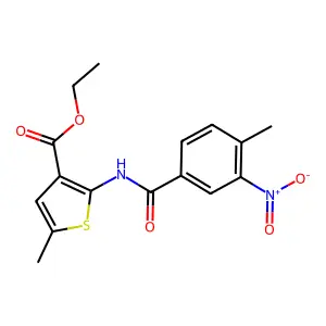 Ethyl 2-({3-nitro-4-methylbenzoyl}amino)-5-methylthiophene-3-carboxylate structure