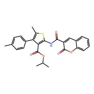 isopropyl 5-methyl-4-(4-methylphenyl)-2-{[(2-oxo-2H-chromen-3-yl)carbonyl]amino}-3-thiophenecarboxylate structure