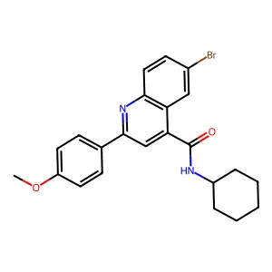 6-bromo-N-cyclohexyl-2-(4-methoxyphenyl)quinoline-4-carboxamide structure