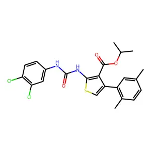 isopropyl 2-{[(3,4-dichloroanilino)carbonyl]amino}-4-(2,5-dimethylphenyl)-3-thiophenecarboxylate structure