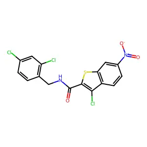 3-chloro-N-(2,4-dichlorobenzyl)-6-nitro-1-benzothiophene-2-carboxamide structure