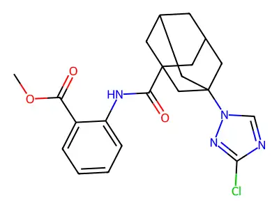 methyl 2-({[3-(3-chloro-1H-1,2,4-triazol-1-yl)-1-adamantyl]carbonyl}amino)benzoate structure
