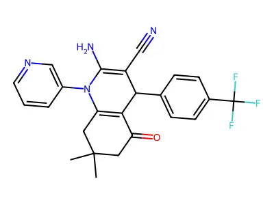 2-amino-7,7-dimethyl-5-oxo-1-pyridin-3-yl-4-[4-(trifluoromethyl)phenyl]-6,8-dihydro-4H-quinoline-3-carbonitrile structure