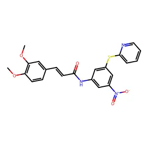(E)-3-(3,4-dimethoxyphenyl)-N-(3-nitro-5-pyridin-2-ylsulfanylphenyl)prop-2-enamide structure