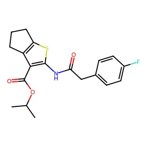 isopropyl 2-{[(4-fluorophenyl)acetyl]amino}-5,6-dihydro-4H-cyclopenta[b]thiophene-3-carboxylate structure