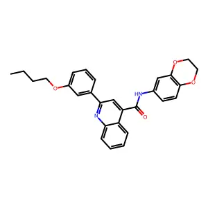2-(3-butoxyphenyl)-N-(2,3-dihydro-1,4-benzodioxin-6-yl)quinoline-4-carboxamide structure