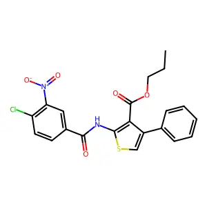 Propyl 2-({4-chloro-3-nitrobenzoyl}amino)-4-phenyl-3-thiophenecarboxylate structure