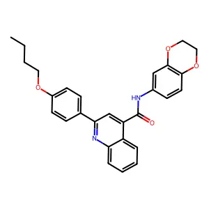 2-(4-butoxyphenyl)-N-(2,3-dihydro-1,4-benzodioxin-6-yl)quinoline-4-carboxamide structure