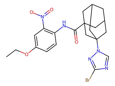 3-(3-bromo-1,2,4-triazol-1-yl)-N-(4-ethoxy-2-nitrophenyl)adamantane-1-carboxamide structure