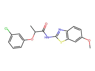 2-(3-chlorophenoxy)-N-(6-methoxy-1,3-benzothiazol-2-yl)propanamide structure