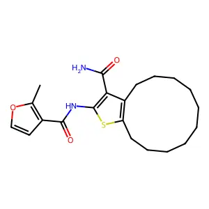 N-(3-carbamoyl-4,5,6,7,8,9,10,11,12,13-decahydrocyclododeca[b]thiophen-2-yl)-2-methylfuran-3-carboxamide structure